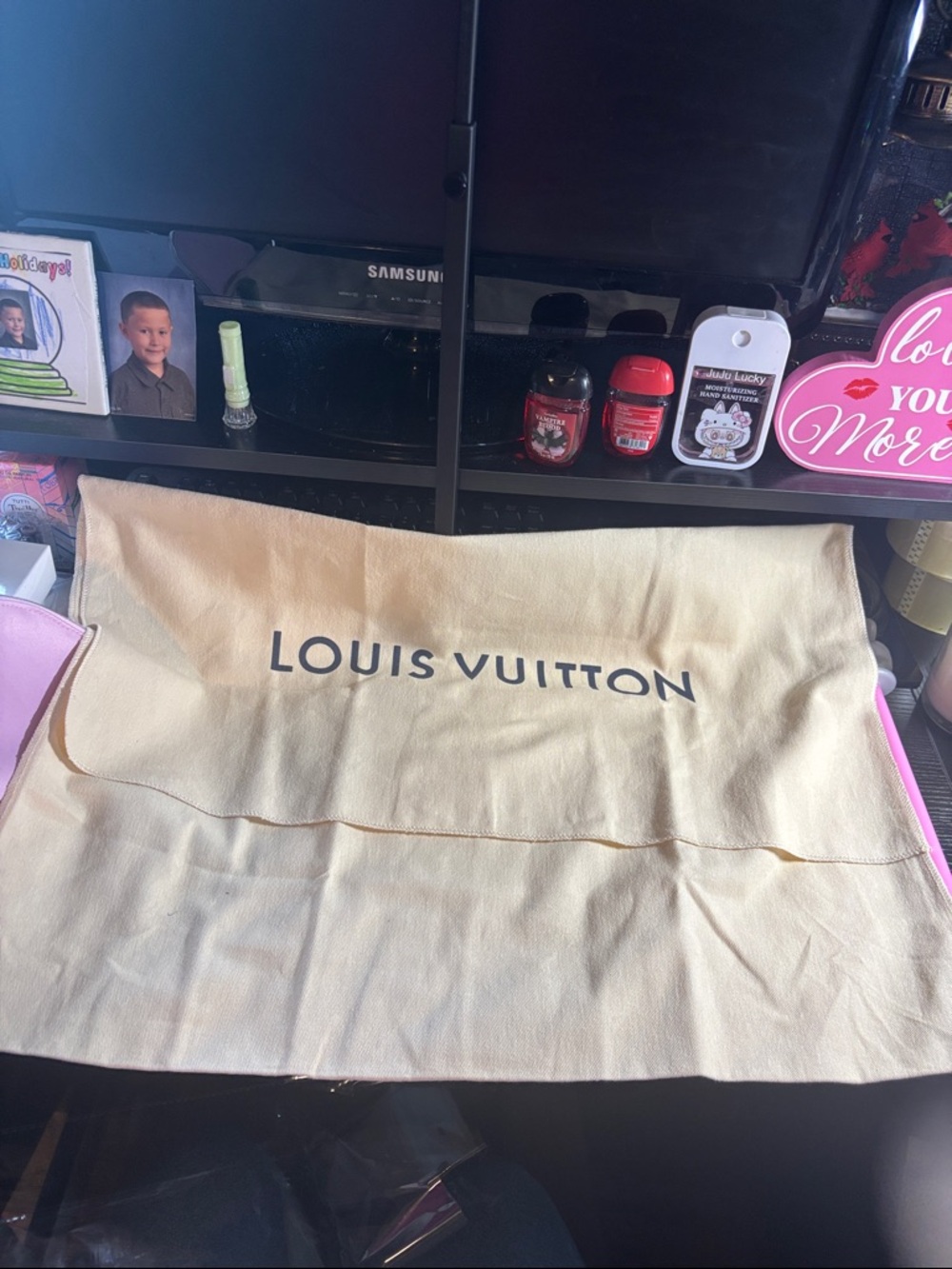Louis Vuitton Beige and Black Logo Storage Dust Bag